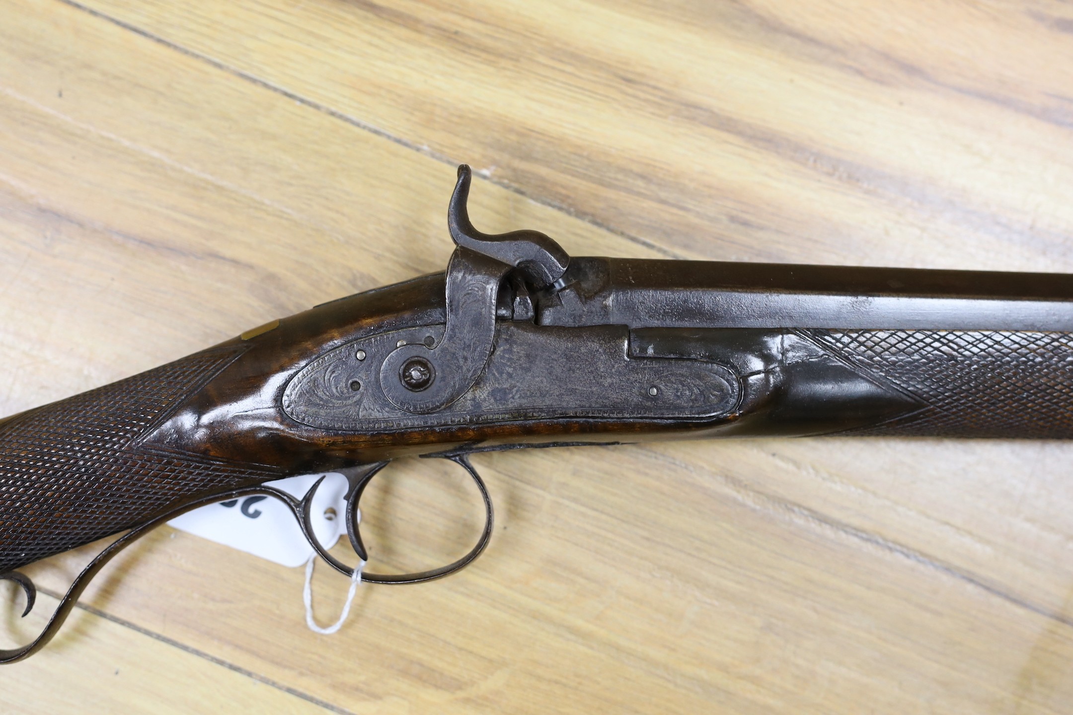 A 19th century percussion cap musket, indistinctly signed to plate. 116cm long